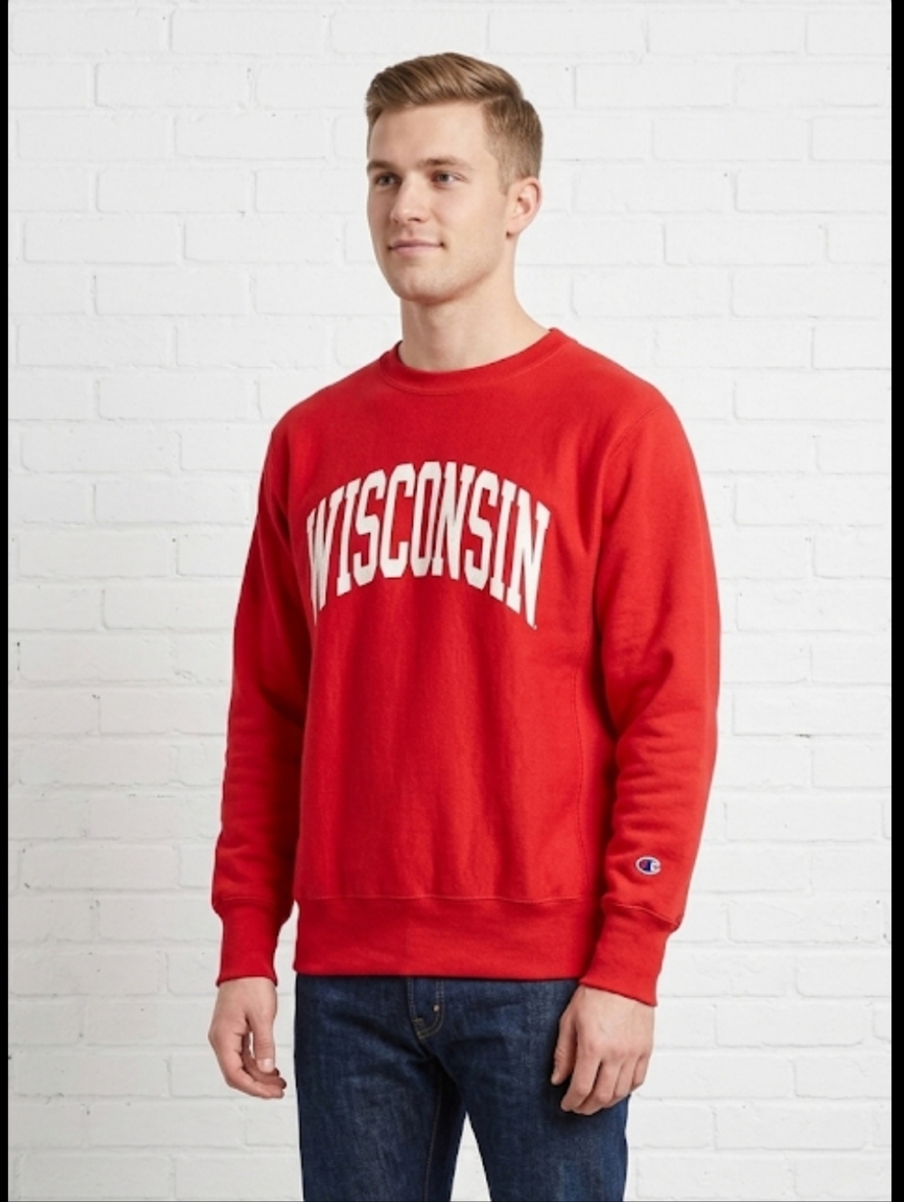 Vintage 90s Champion Reverse Weave Crewneck Red Wisconsin Badgers Sweatshirt XLG